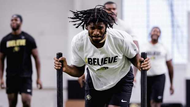 Shedeur Sanders in offseason drills